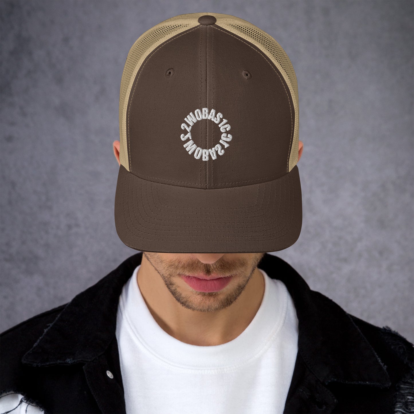 Brown and Khaki Retro Trucker Cap