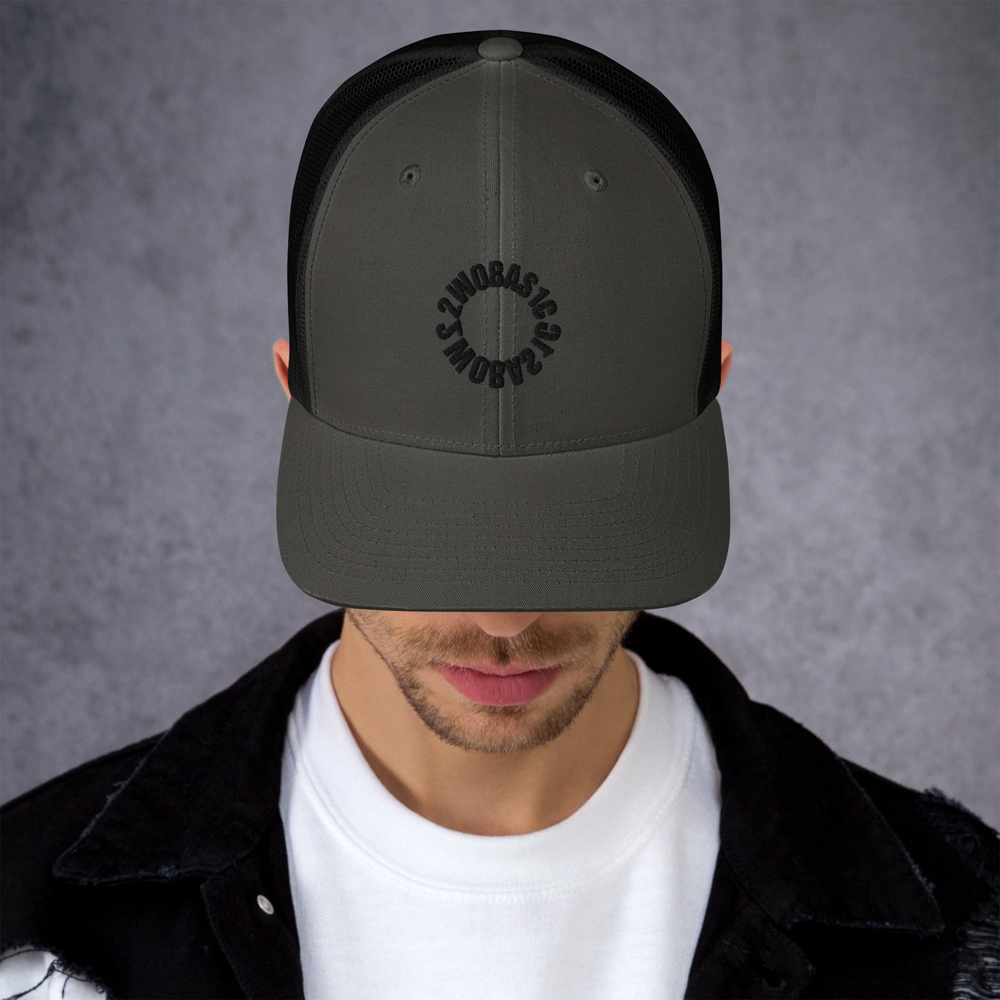 Charcoal and Black Retro Trucker Cap