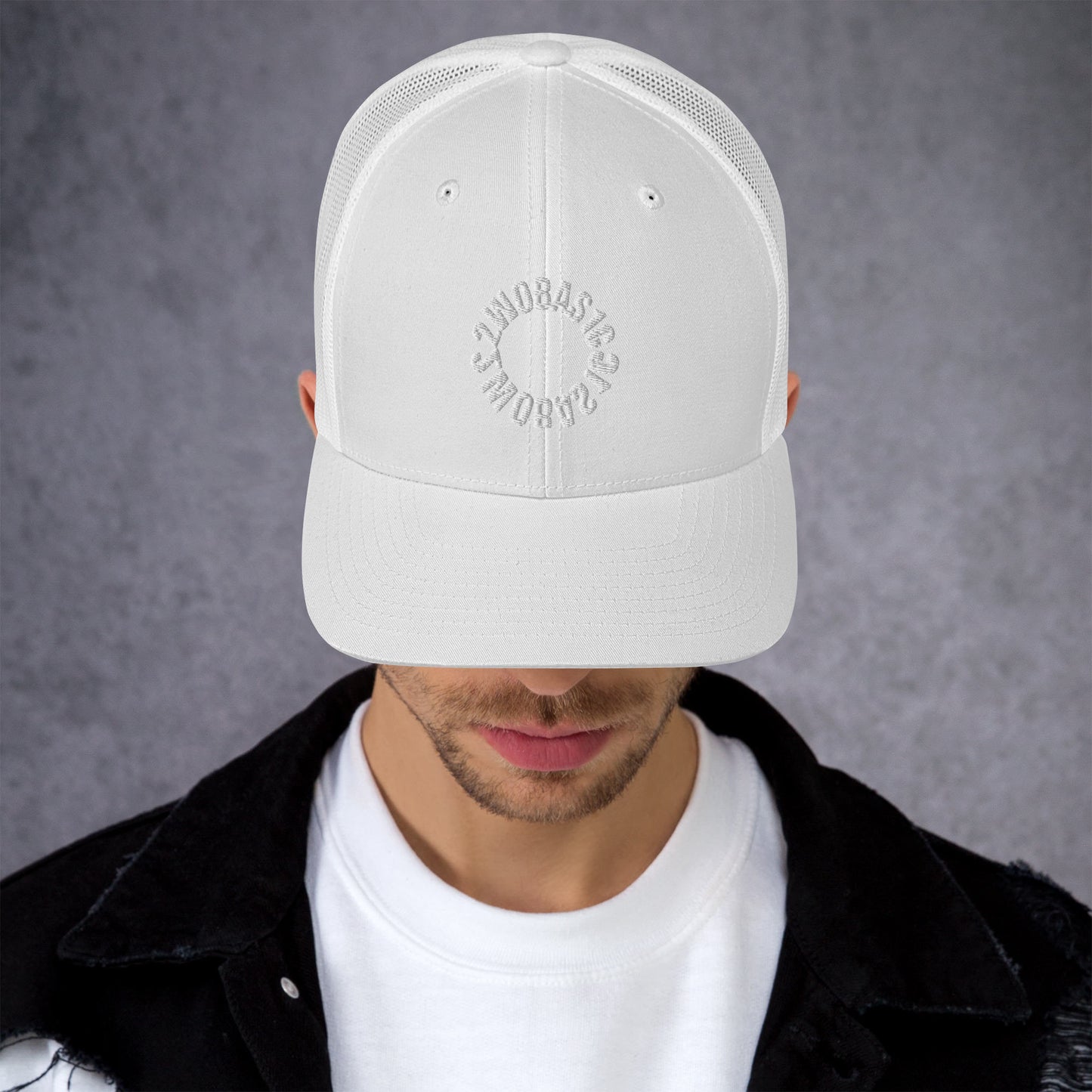 All White Retro Trucker Cap