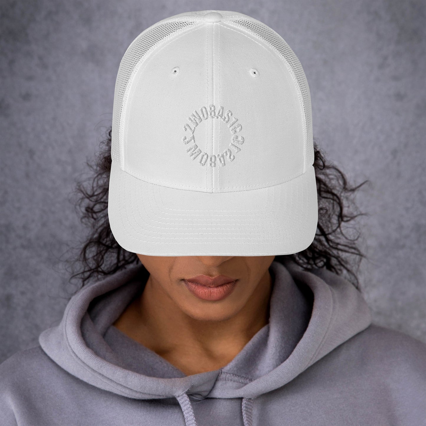 All White Retro Trucker Cap